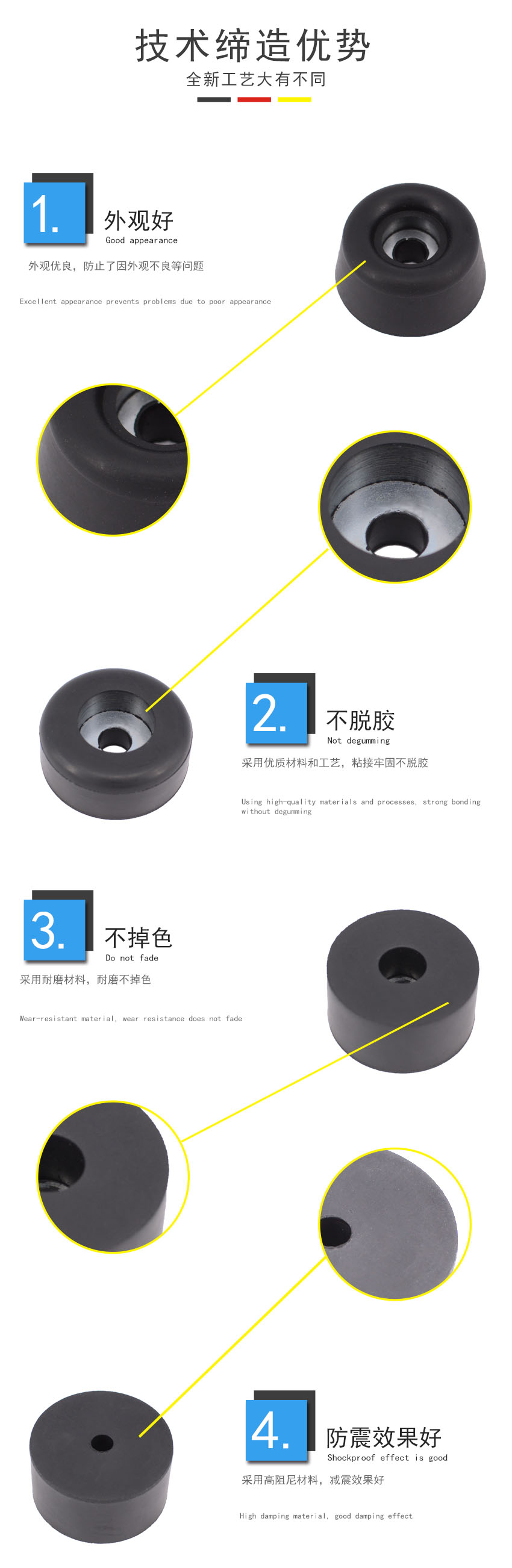 錐形帶墊片橡膠腳墊